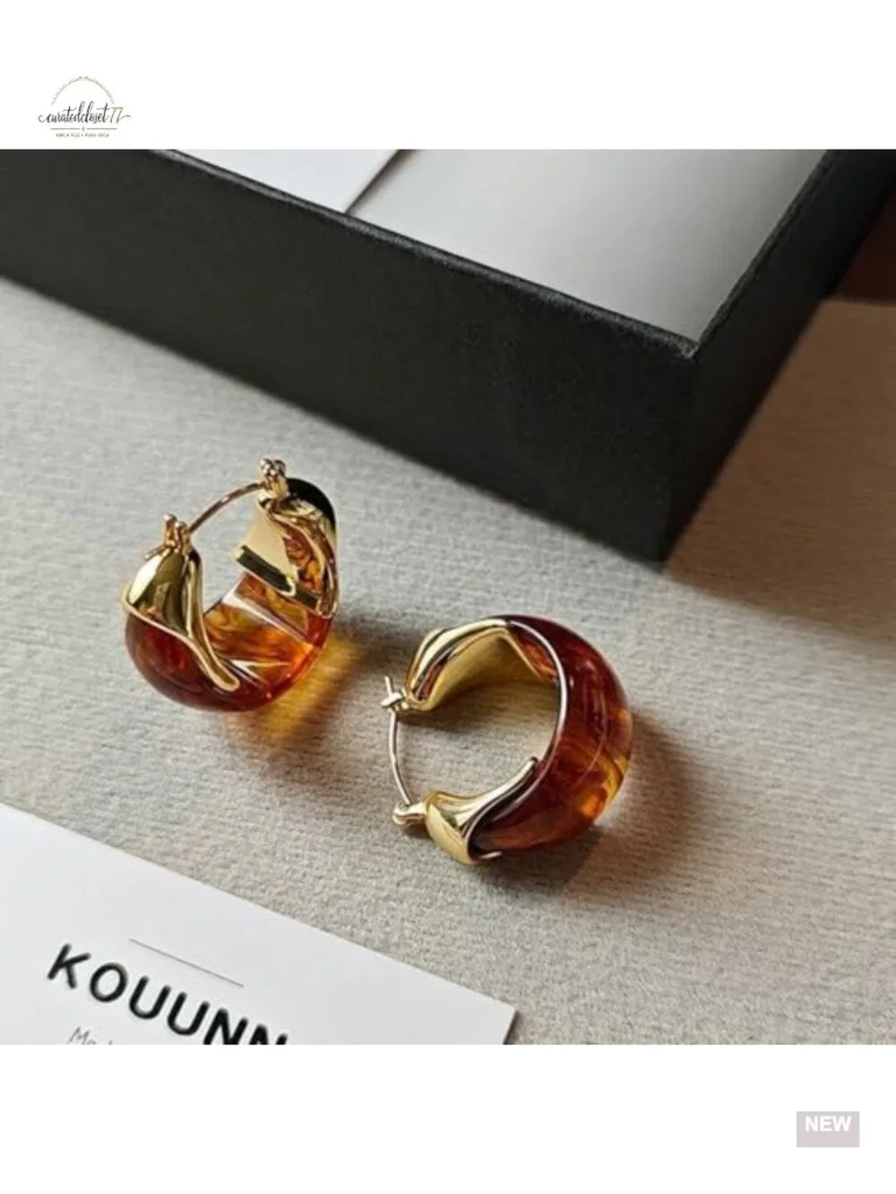 Chunky Acrylic Huggie Earrings Gold Geometric Statement Dangle Earrings